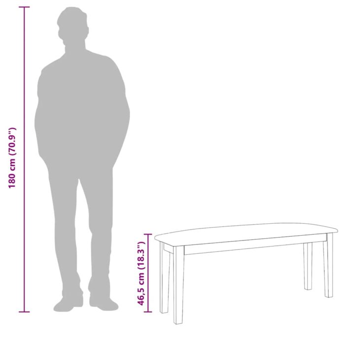 Bank 110 cm Braun Massivholz Gummibaum – Bild 11