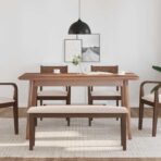 Bank 110 cm Braun Massivholz Gummibaum – Bild 3