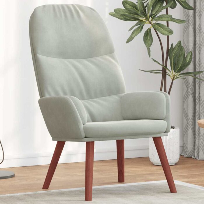 Relaxsessel Hellgrau Samt – Bild 3