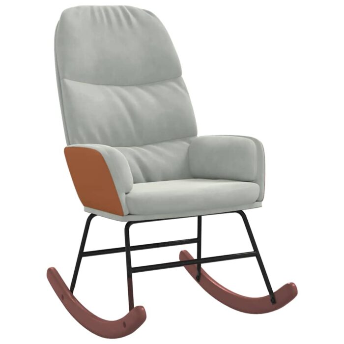 Schaukelstuhl Hellgrau Samt – Bild 2