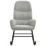 Schaukelstuhl Hellgrau Samt – Bild 4