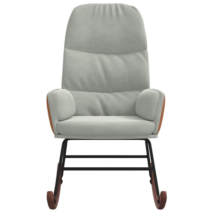 Schaukelstuhl Hellgrau Samt – Bild 4