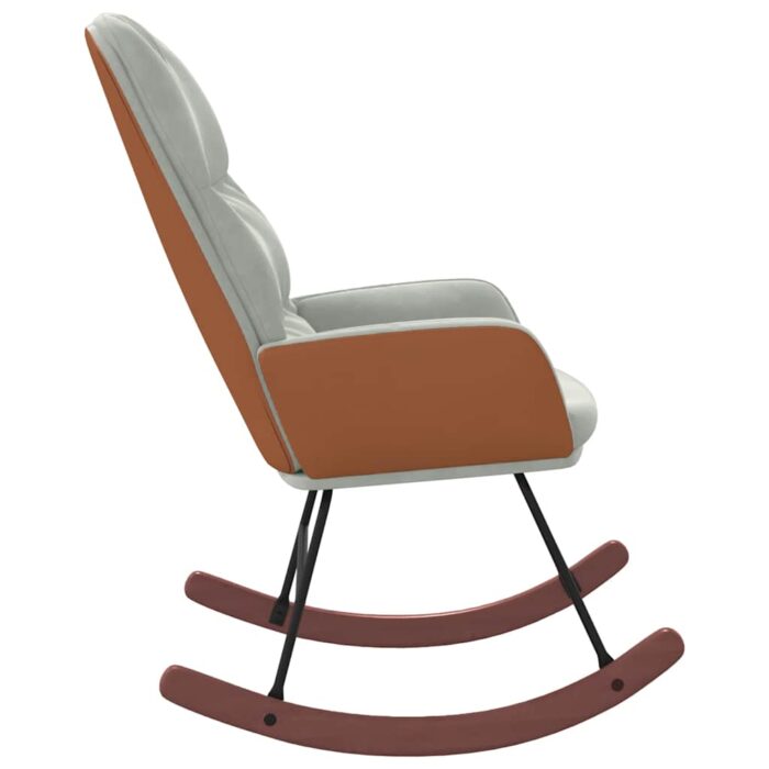 Schaukelstuhl Hellgrau Samt – Bild 5