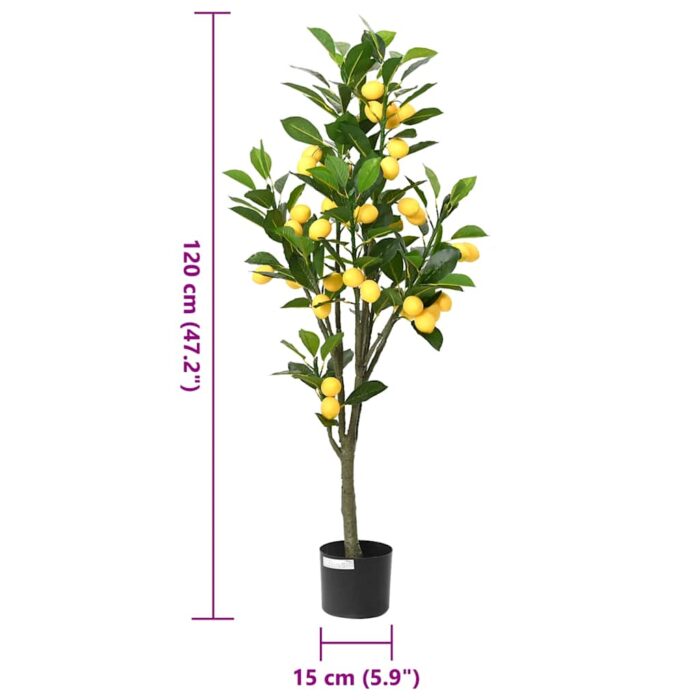 Zitronenbaum Künstlich 136 Blätter 120 cm Grün – Bild 5