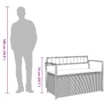 Gartenbank mit Stauraum und Kissen Schwarz Poly Rattan – Bild 11