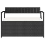 Gartenbank mit Stauraum und Kissen Schwarz Poly Rattan – Bild 4