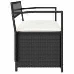 Gartenbank mit Stauraum und Kissen Schwarz Poly Rattan – Bild 5