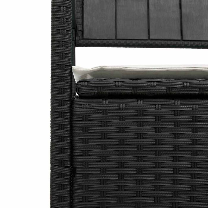 Gartenbank mit Stauraum und Kissen Schwarz Poly Rattan – Bild 8