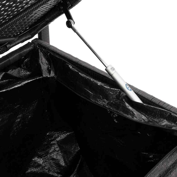 Gartenbank mit Stauraum und Kissen Schwarz Poly Rattan – Bild 9