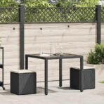 Gartenhocker mit Kissen 2 Stk. Schwarz 40x40x43 cm Poly Rattan – Bild 2