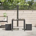 Gartenhocker mit Kissen 2 Stk. Schwarz 40x40x43 cm Poly Rattan – Bild 3