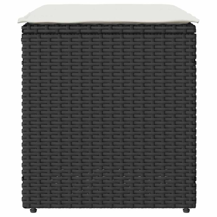 Gartenhocker mit Kissen 2 Stk. Schwarz 40x40x43 cm Poly Rattan – Bild 4