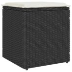 Gartenhocker mit Kissen 2 Stk. Schwarz 40x40x43 cm Poly Rattan – Bild 5