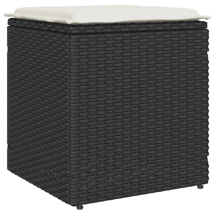Gartenhocker mit Kissen 2 Stk. Schwarz 40x40x43 cm Poly Rattan – Bild 5