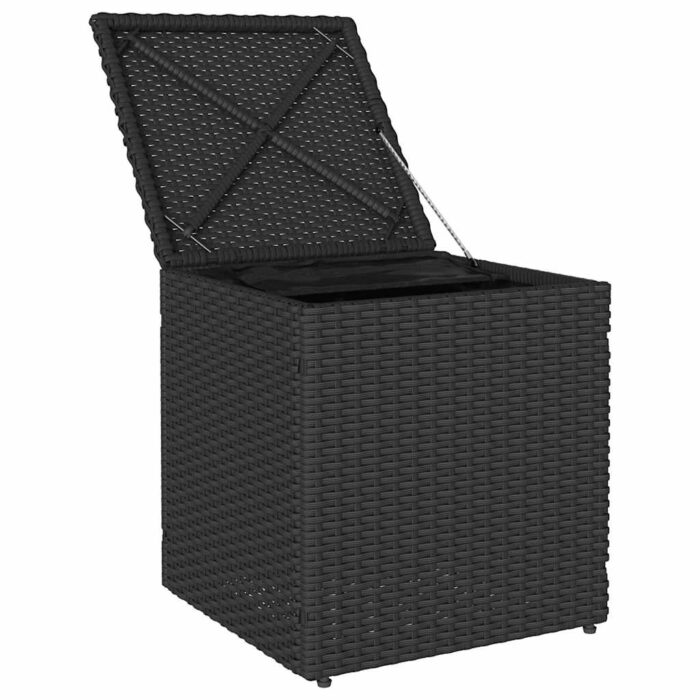 Gartenhocker mit Kissen 2 Stk. Schwarz 40x40x43 cm Poly Rattan – Bild 6