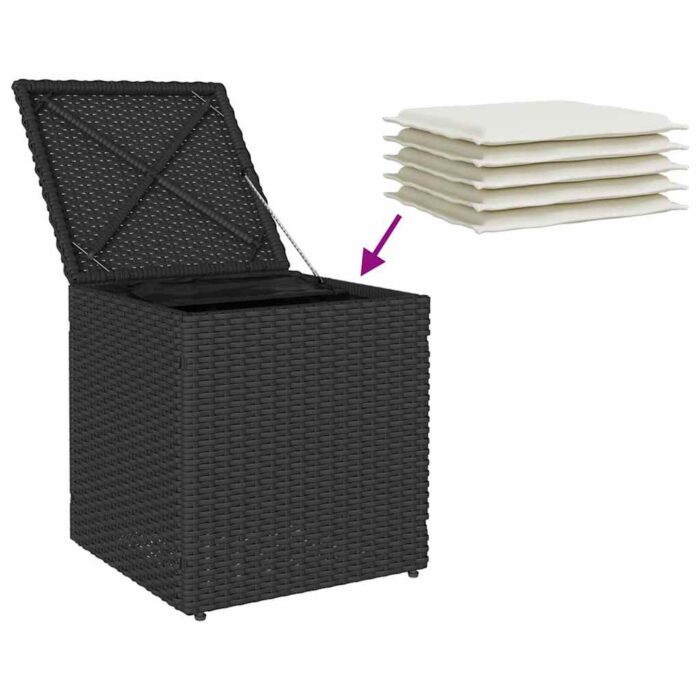 Gartenhocker mit Kissen 2 Stk. Schwarz 40x40x43 cm Poly Rattan – Bild 9