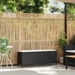Gartenbank mit Kissen Schwarz 110x30x40,5 cm Poly Rattan – Bild 2