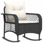Garten-Schaukelstuhl mit Kissen Schwarz Poly Rattan – Bild 2