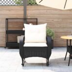 Garten-Schaukelstuhl mit Kissen Schwarz Poly Rattan – Bild 3