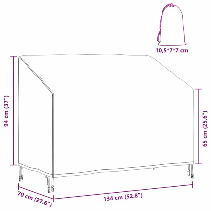 Abdeckung für Gartenbank 134 x 70 x 65 / 94 cm 210D Oxford Stoff – Bild 12