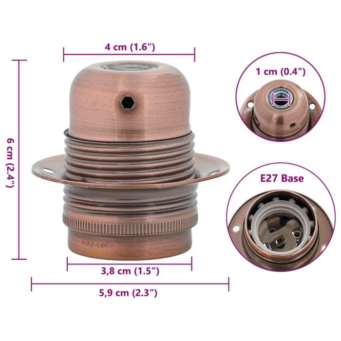 Lampenfassungen 2 Stk. Rot-Bronze E27 – Bild 7