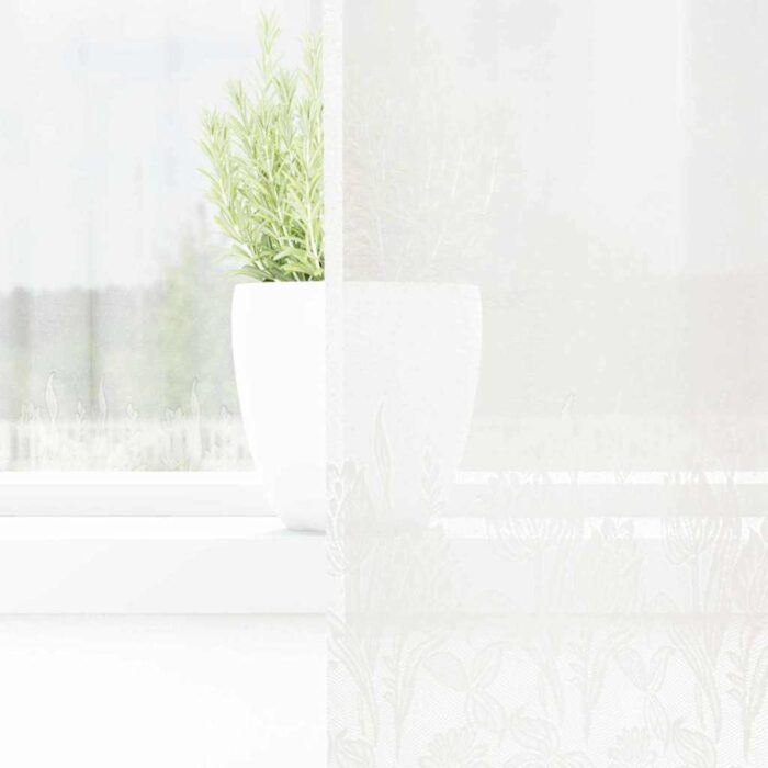 Spitzenvorhang mit Vorhängen Floral Weiss 80 x 150 cm Polyester – Bild 3