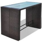 7-tlg. Gartenbar-Set mit Auflagen Poly Rattan Braun – Bild 6