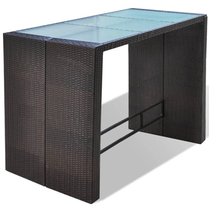 7-tlg. Gartenbar-Set mit Auflagen Poly Rattan Braun – Bild 6