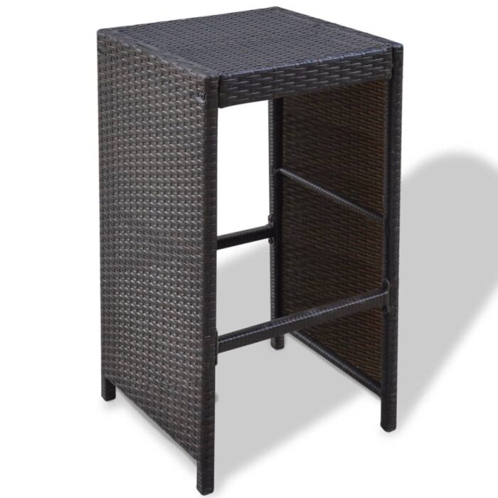 7-tlg. Gartenbar-Set mit Auflagen Poly Rattan Braun – Bild 7