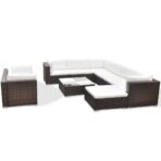 10-tlg. Garten-Lounge-Set mit Auflagen Poly Rattan – Bild 2
