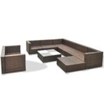 10-tlg. Garten-Lounge-Set mit Auflagen Poly Rattan – Bild 5
