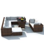 10-tlg. Garten-Lounge-Set mit Auflagen Poly Rattan – Bild 2