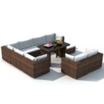 10-tlg. Garten-Lounge-Set mit Auflagen Poly Rattan – Bild 3