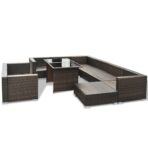 10-tlg. Garten-Lounge-Set mit Auflagen Poly Rattan – Bild 4