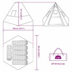 Tipi Zelt mit Dach mit Speicher Grün 383 x 338 x 217 cm Taft – Bild 12