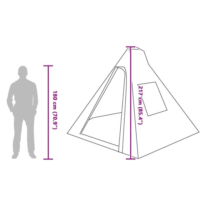 Tipi Zelt mit Dach mit Speicher Grün 383 x 338 x 217 cm Taft – Bild 13