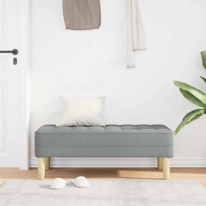 Bank mit Kissen Hellgrau 113 x 57 x 39 cm Stoff – Bild 3