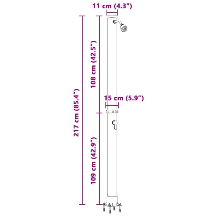 Aussen Solardusche Schwarz 217 cm PVC und Aluminium – Bild 11