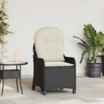 Liegestuhl mit Kissen Schwarz 56 x 66 x 95 cm Poly-Rattan