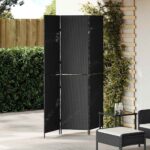 Raumteiler Schwarz 146 x 180 cm Poly-Rattan