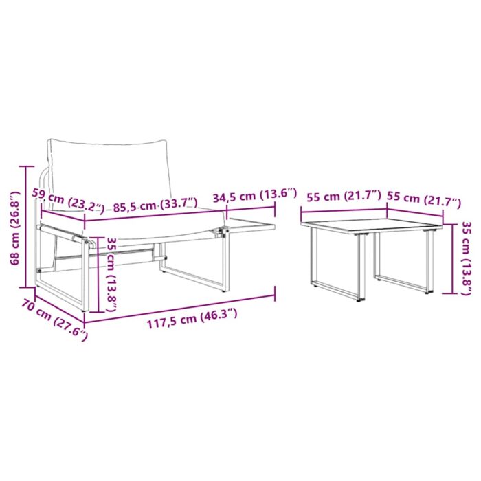 Gartensofa-set 2 pcs Anthrazit Stahl – Bild 11