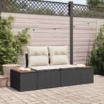 Gartensofa Schwarz 184 x 62 x 85cm Poly-Rattan