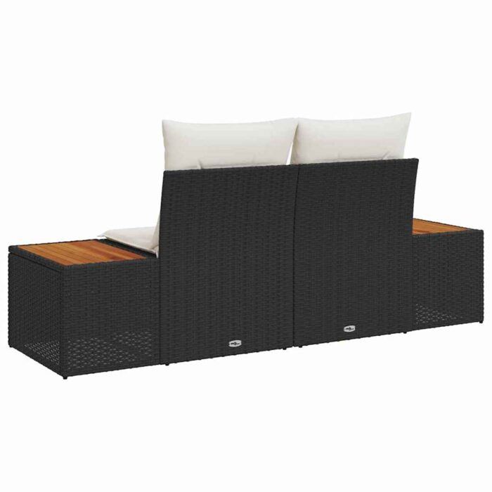 Gartensofa Schwarz 184 x 62 x 85cm Poly-Rattan – Bild 4