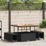 Garten Essgruppe Schwarz Poly-Rattan