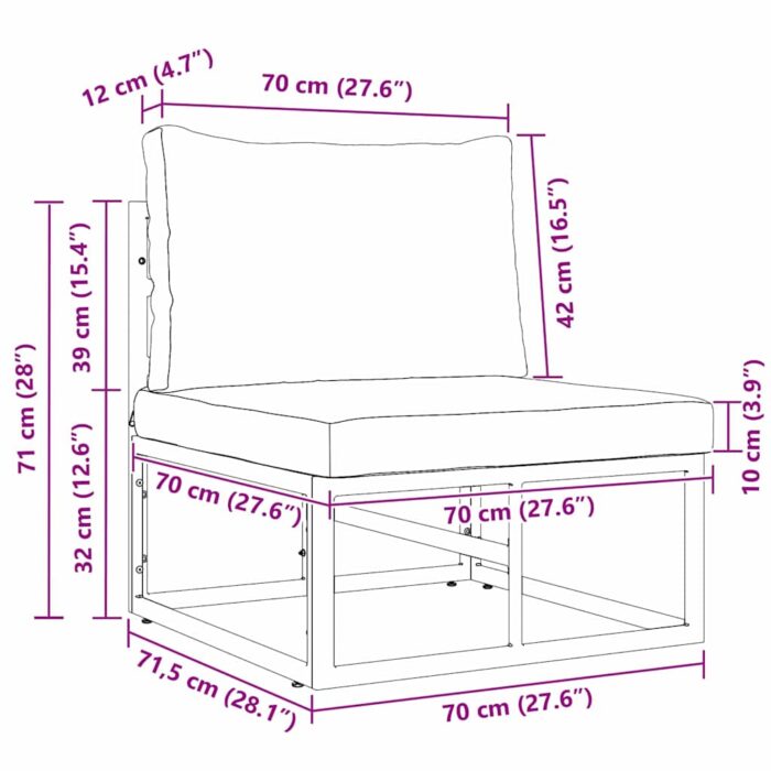 Gartenmöbel Schwarz und Anthrazit 70 x 71,5 x 71 cm Metall – Bild 11