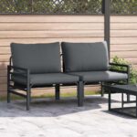 Gartenmöbel mit Kissen 2 pcs Anthrazit 80 x 80 x 71 cm Stahl