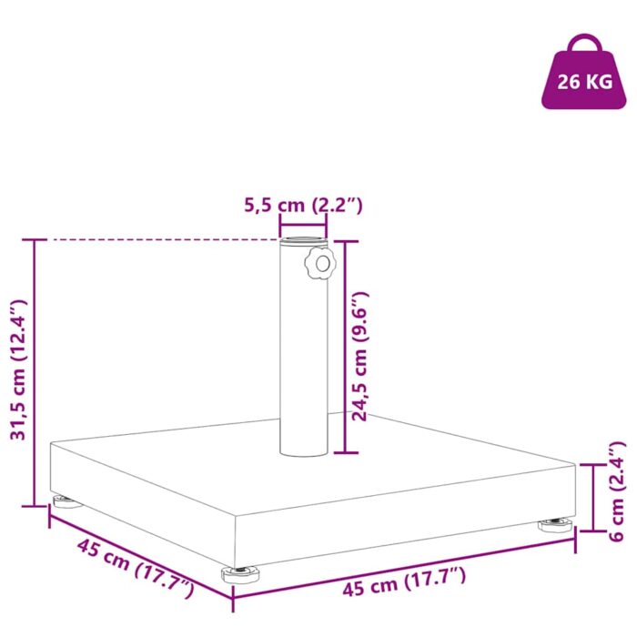 Sonnenschirmständer Dunkelgrau Holzlook 45 x 45 x 31,5 cm – Bild 12