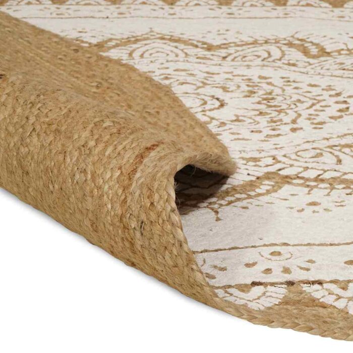 Jute Teppich Floral Natur 100 x 152 cm Jute – Bild 3