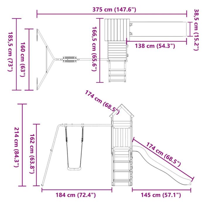 Spielturm Massivholz Kiefer – Bild 12