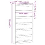 Bücherregal Weiss 100 x 30 x 198 cm Holzwerkstoff – Bild 10